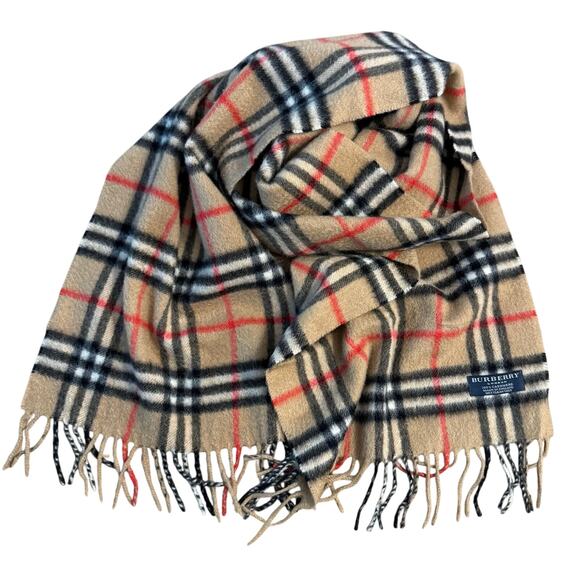 Burberry London 100% Cashmere Nova Check Tartan Fringe Scarf Made In England - Picture 1 of 10